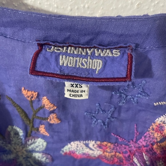 Johnny Was floral embroidered Nila blue tunic button  dress XXS fits XS/S - Picture 14 of 15